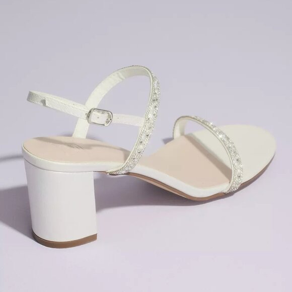 DB Studio Sharon Two-Strap Pearl and Crystal Block Heel Sandals - Picture 2 of 14